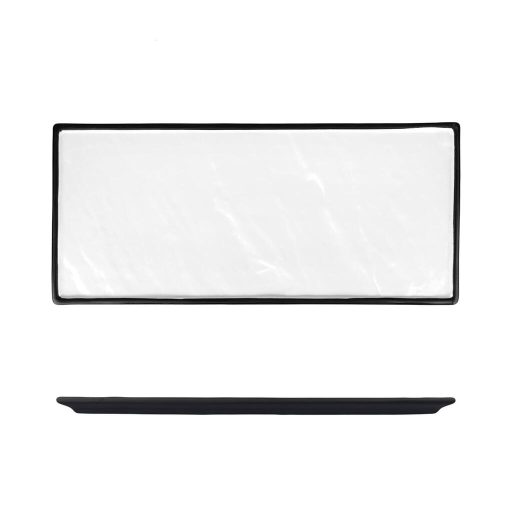 Блюдо прямоугольное 31*14 см h1,5 см Relief белое с черным бортом фарфор P.L. Proff Cuisine [3]