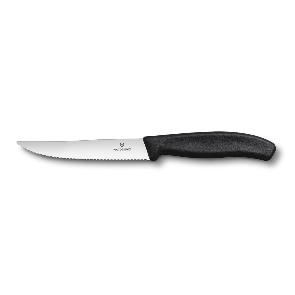 Нож для стейка 12 см черная ручка волнистый набор 2шт. Victorinox
