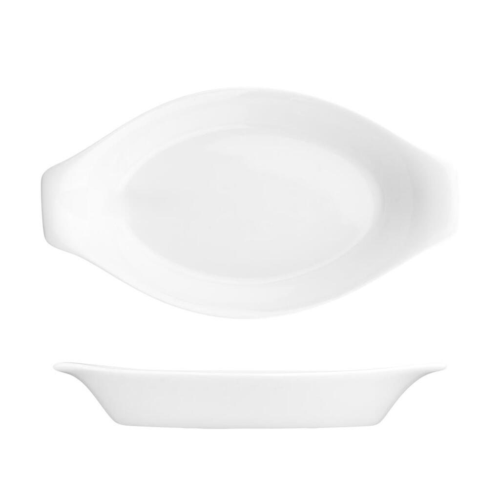 Блюдо овальное 21,5*11,5 см h3,5 см с ручками белое фарфор P.L. Proff Cuisine [9]