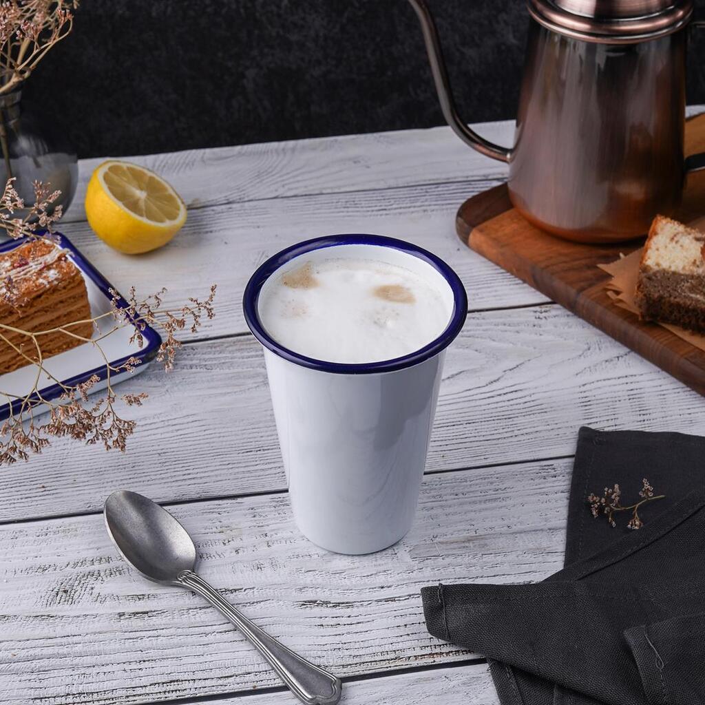 Чашка 450 мл без ручки d 9,3 cм h12,2 см Blue Rim эмалированая сталь SUNNEX [1]