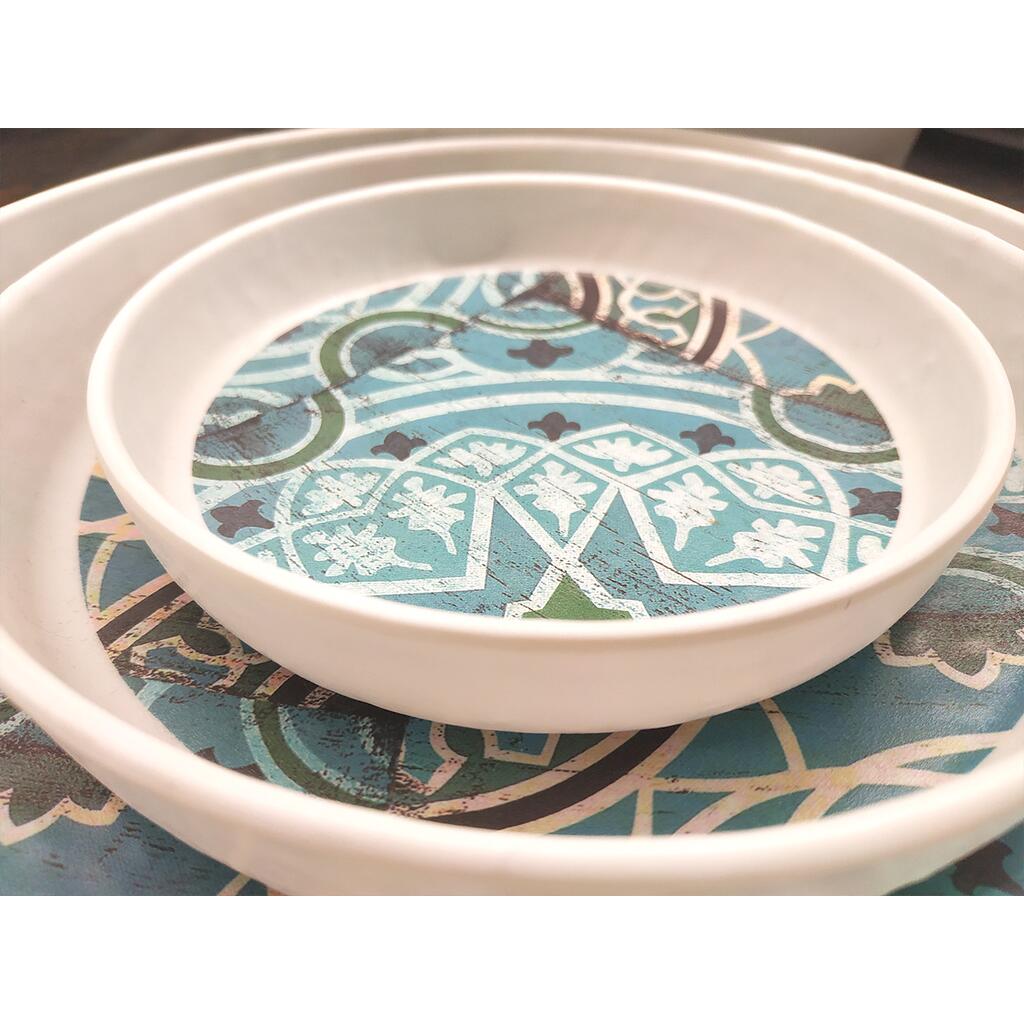 Тарелка с бортом 16,4*3,3 см Damask Blue пластик меламин P.L. Proff Cuisine