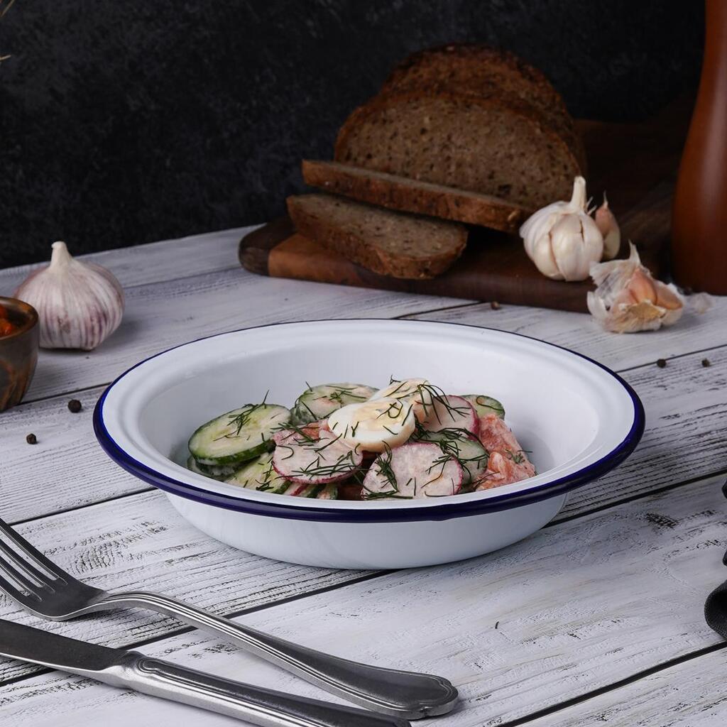 Салатник 700 мл d 21 см h3,9 см Blue Rim эмалированая сталь SUNNEX [1]