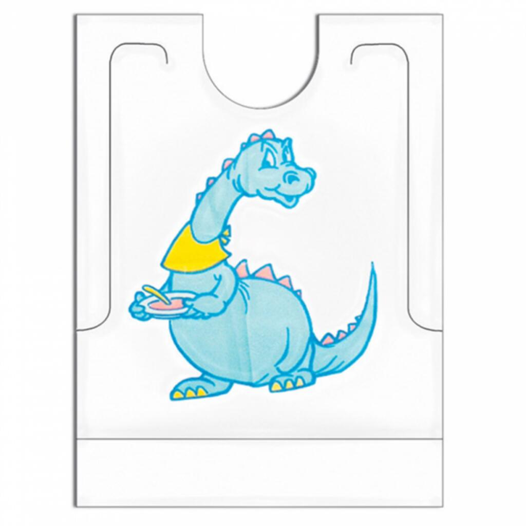 Нагрудник детский Dino одноразовый с карманом, 27x34+5 см, 500 шт, полиэтилен, Garcia de