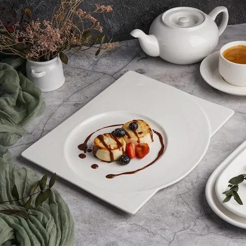 Блюдо для подачи 30,5*24,5 см h1,5 см Asymmetry белое фарфор P.L. Proff Cuisine [1]