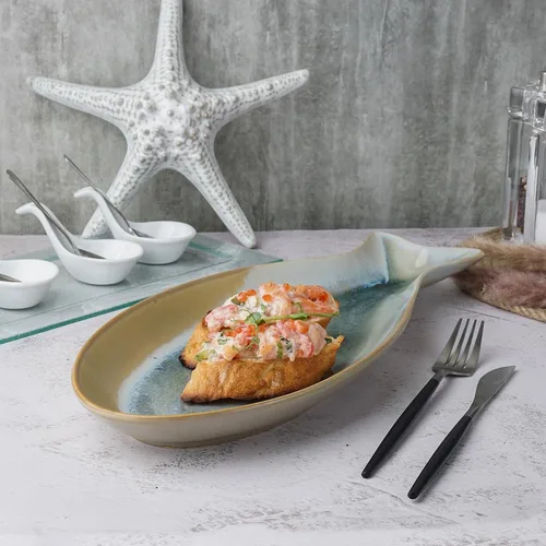 Блюдо овальное 41,5*18 см h3,5 см Fish Pearl Blue Frutti di Mare P.L. [1]