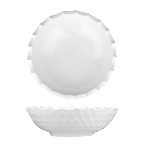 Салатник 2000 мл d 32,5 см h9,5 см Crush Honeycombs белый фарфор P.L. Proff Cuisine [1]