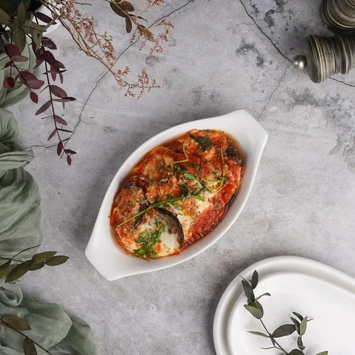 Блюдо овальное 21,5*11,5 см h3,5 см с ручками белое фарфор P.L. Proff Cuisine [9]