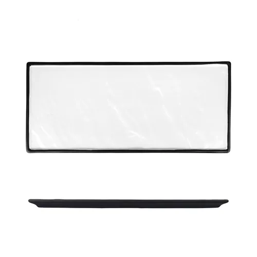 Блюдо прямоугольное 31*14 см h1,5 см Relief белое с черным бортом фарфор P.L. Proff Cuisine [3]