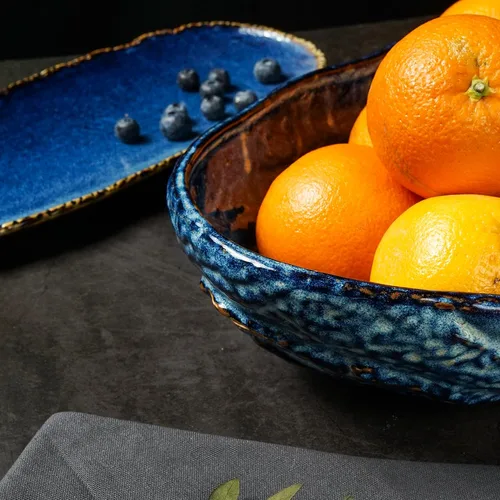 Блюдо овальное 44,5*27 см h10 см глубокое 4 л Aqua Blue Style Buffet P.L. [1] 