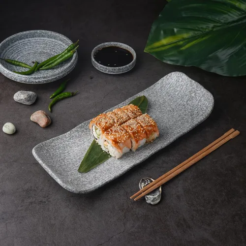Блюдо прямоугольное 32*12 см h4,2 см с бортами Side Up2 Stone Untouched Taiga P.L. Proff Cuisine [1]