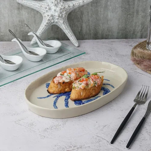 Блюдо овальное 29*18 см h2,5 см Crab Northern Blue Gray Frutti di Mare P.L. [1]