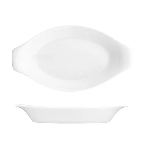 Блюдо овальное 21,5*11,5 см h3,5 см с ручками белое фарфор P.L. Proff Cuisine [9]