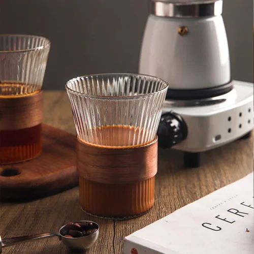 Чашка 300 мл кофейная без ручки Japanese Style Optic дерев. вставка d 8,2 см h11,2 см Barista [1]