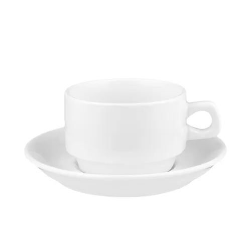 Чайная пара 130 мл белая d 6,9 см h5,2 см фарфор Stackable P.L. Proff Cuisine [4]