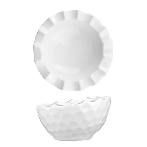 Салатник  150 мл d 15 см h8,5/7 см Crush Honeycombs белый фарфор P.L. Proff Cuisine [3]