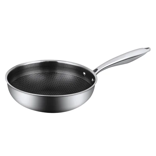 Сковорода Вок (WOK) 28/19 см, h 8,6 см New Kitchen Honeycombs нерж. с антиприг. покр. ИНДУКЦ. P.L.