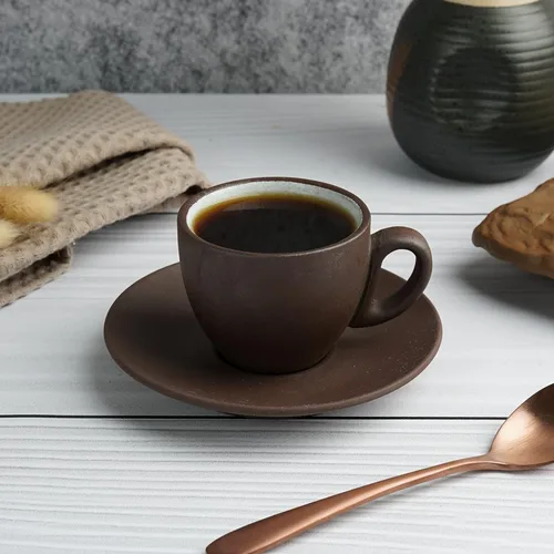 Кофейная пара 100 мл d 6,3 см h5,2 см White Matt New Brown Taiga P.L. Proff Cuisine [8]