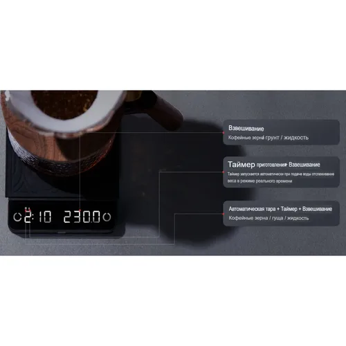 Весы кофейные портативные E-SMART SCALE (ESPRESSO) белые 0,3-2000гр батарея 1200mAH ZeroHero