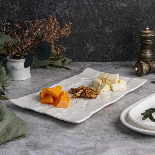 Блюдо прямоугольное 32,5*19,5 см h2 см Texture Style белое фарфор P.L. Proff Cuisine [4]