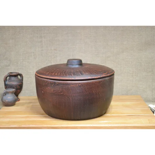 Супница пельменница кашник 2,8 л d 20,5 см h14,8/10,8 см с крышкой "Кухни мира" красная глина P.L.