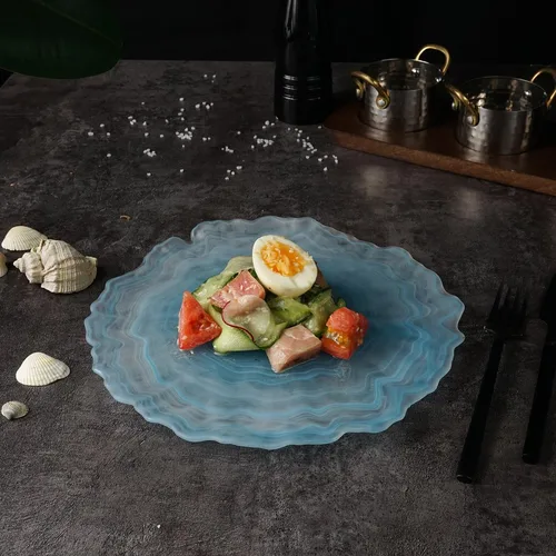 Тарелка d 27 см h2 см Blue Sunset матовое стекло P.L. Proff Cuisine [6]
