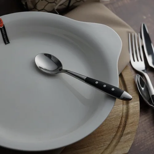 Ложка кофейная 13,8 см ручка черный пластик Grazia P.L. Proff Cuisine [12]