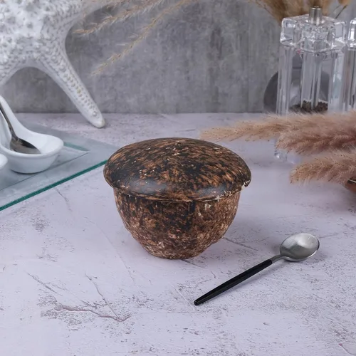 Емкость для подачи 260 мл с крышкой d 9,5/4,5 см h8,5 см Dark Brown Mushroom Frutti di Mare P.L. [1]