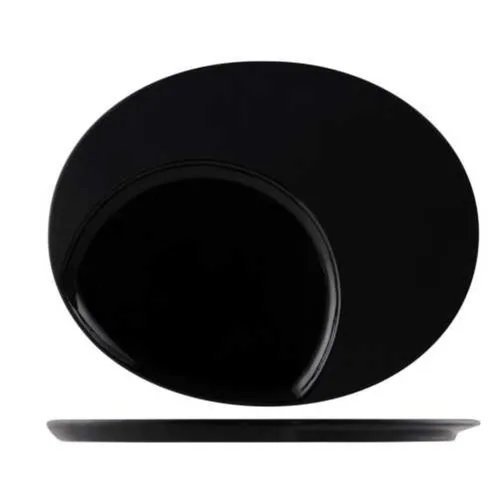 Тарелка 30*24 см овальная со смещенным центром 19*16 см Black фарфор P.L. Proff Cuisine [1]