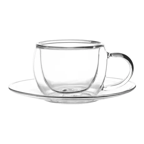 Кофейная пара 80 мл Hemisphere Coffee прозрачная набор 2 шт. d 6,5 см h4,8 см термостекло P.L. [1]