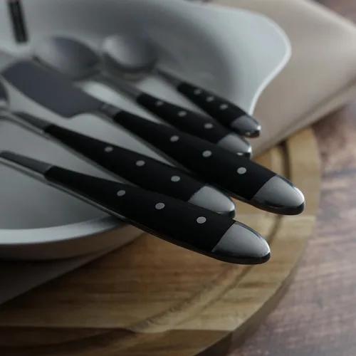 Ложка столовая 20,5 см ручка черный пластик Grazia P.L. Proff Cuisine [12]