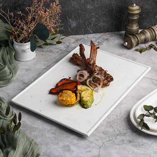Блюдо прямоугольное 36*25,5 см h2 см Relief белое фарфор P.L. Proff Cuisine [1]