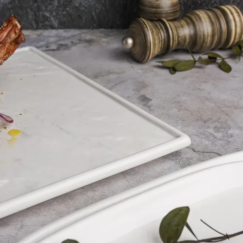 Блюдо прямоугольное 36*25,5 см h2 см Relief белое фарфор P.L. Proff Cuisine [1]