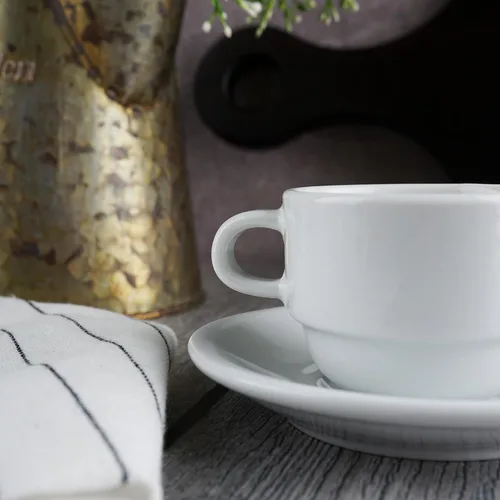 Кофейная пара 90 мл белая d 6,7 см h5 см фарфор Glory Eco Stackable P.L. Proff Cuisine [4]