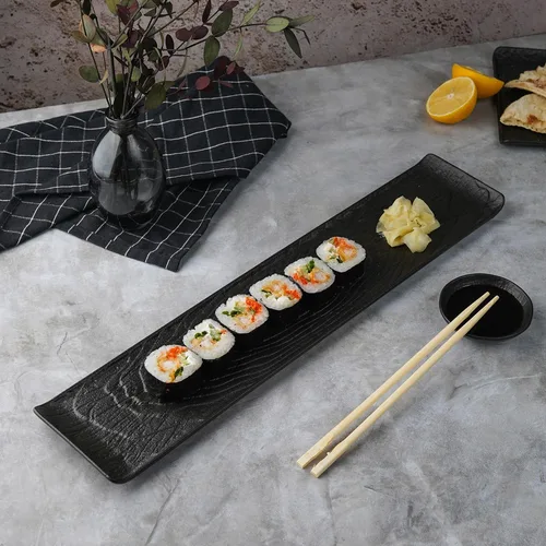 Блюдо прямоугольное 47*10 см h2 см с бортами Side Up2 Black Raw Wood P.L. Proff Cuisine [3]