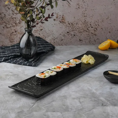 Блюдо прямоугольное 47*10 см h2 см с бортами Side Up2 Black Raw Wood P.L. Proff Cuisine [3]