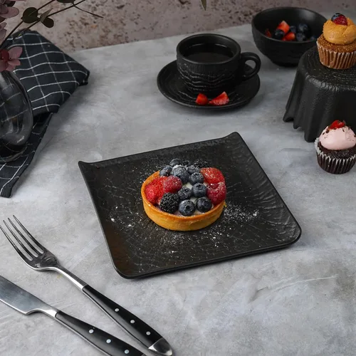 Блюдо квадратное 17,5*17,5 см для закусок с бортами Side Up2 Black Raw Wood P.L. Proff Cuisine [2]
