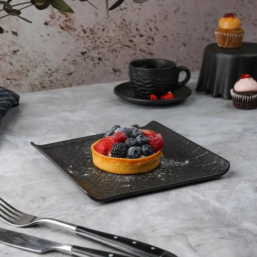 Блюдо квадратное 17,5*17,5 см для закусок с бортами Side Up2 Black Raw Wood P.L. Proff Cuisine [2]