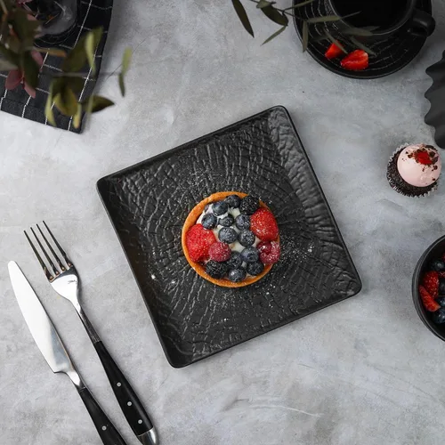 Блюдо квадратное 17,5*17,5 см для закусок с бортами Side Up2 Black Raw Wood P.L. Proff Cuisine [2]