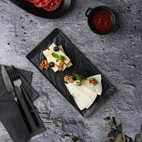 Блюдо прямоугольное 26*13 см h1,6 см с бортами Side Up2 Black Raw Stellar P.L. Proff Cuisine [4]