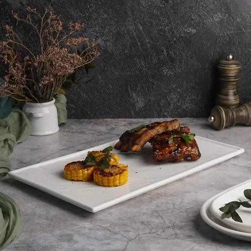 Блюдо прямоугольное 35*20 см h1,9 см Relief белое фарфор P.L. Proff Cuisine [3]