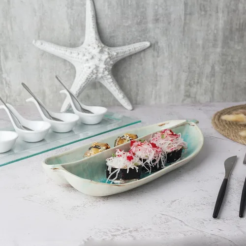 Блюдо овальное 32,8*15 см h4,5 см 2 секции Sea Blue Frutti di Mare P.L. [1]