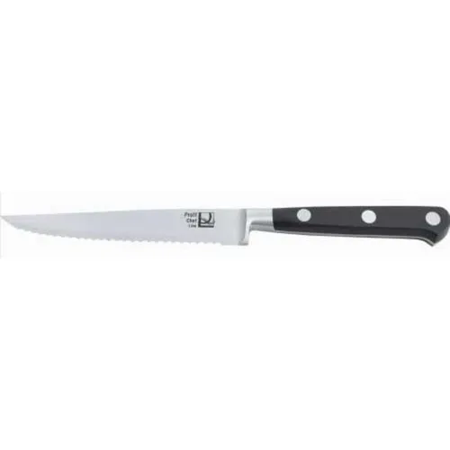 Нож для нарезки 12,5 см волнистое лезвие кованый ECO-Line черная ручка P.L. - Proff Chef Line