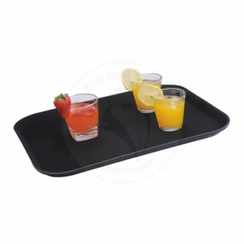Поднос прорезиненный полностью 45*35*2 см прямоуг. черный пластик P.L. - BarWare