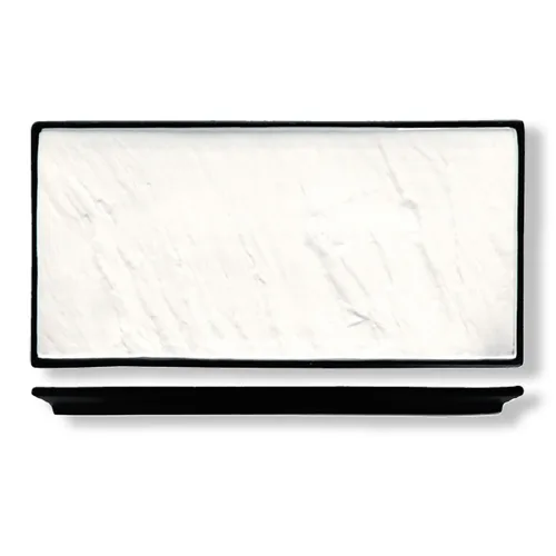 Блюдо прямоугольное 31*14 см Relief белое с черным бортом фарфор P.L. Proff Cuisine [3]