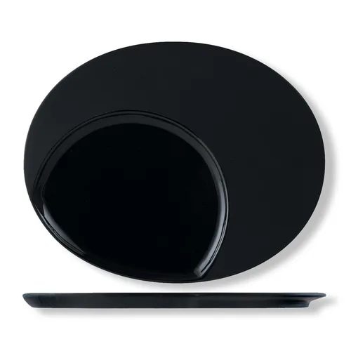 Тарелка 30*24 см овальная со смещенным центром 19*16 см Black фарфор P.L. Proff Cuisine [1]