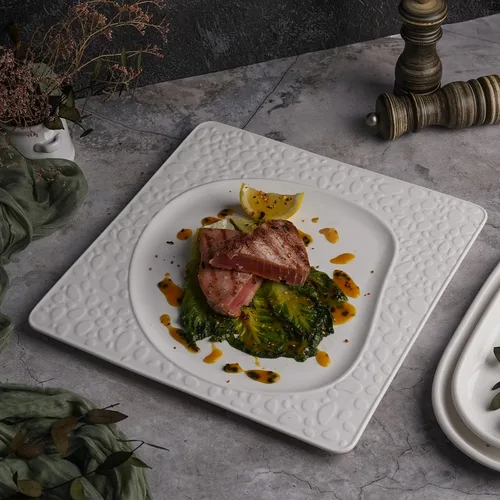 Тарелка 30,5*30,5 см h1,5 см квадратная Oyster белая фарфор P.L. Proff Cuisine [1]