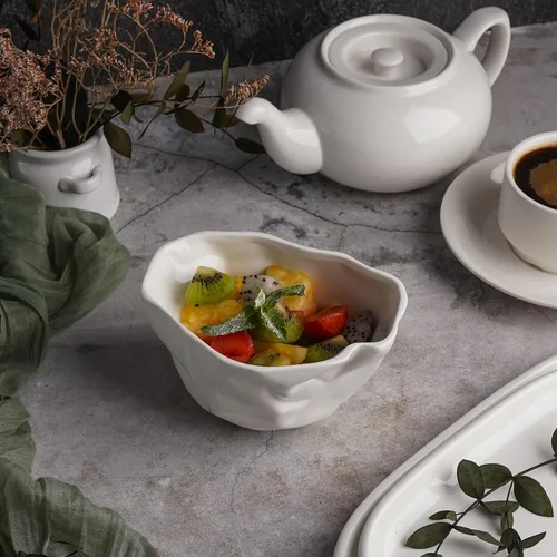 Салатник  450 мл 13*11 см h8 см овальный Crumpled Style белый фарфор P.L. Proff Cuisine [4]