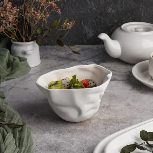 Салатник  450 мл 13*11 см h8 см овальный Crumpled Style белый фарфор P.L. Proff Cuisine [4]