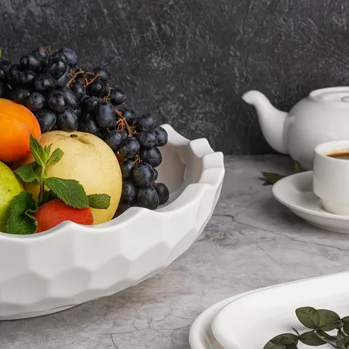 Салатник 2000 мл d 32,5 см h9,5 см Crush Honeycombs белый фарфор P.L. Proff Cuisine [1]