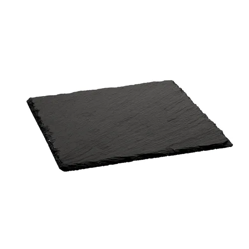 Блюдо квадратное 20*20 см h0,5 см для подачи черное сланец SUNNEX